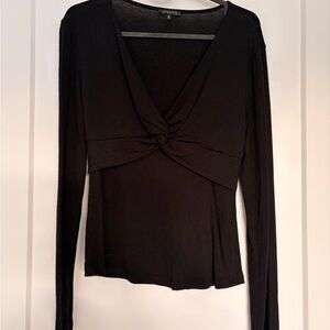 Dynamite Black V-Neck Twist Long Sleeve Top